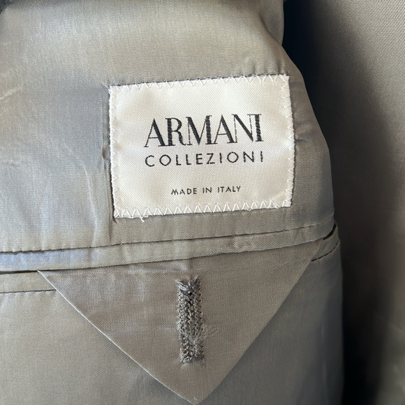 Armani Collezioni 100% Silk Gray Men’s Blazer Sports Jacket 43L - Picture 10 of 13
